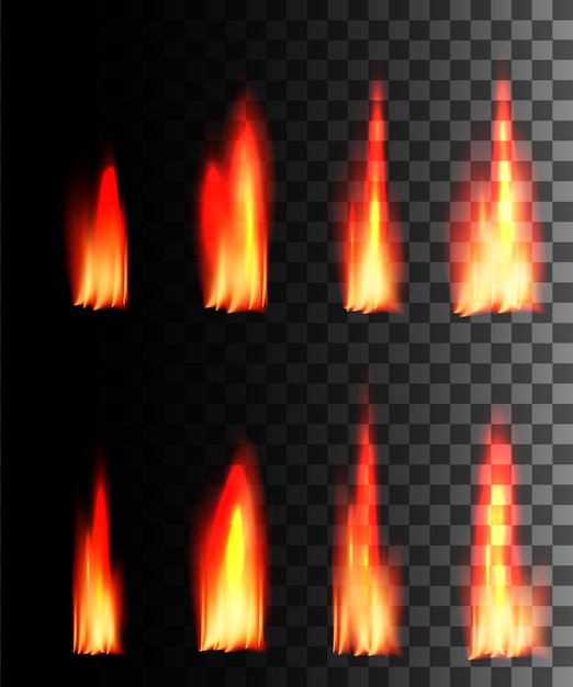 Red fire abstract effect on transparent background.