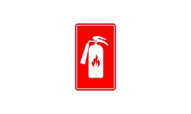 Red Fire extinguisher Fire fighters tools for flamefighting attention colored vector symbol