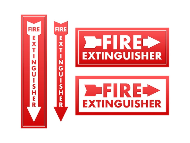 Red Fire extinguisher Flame fighting information Vector stock illustration