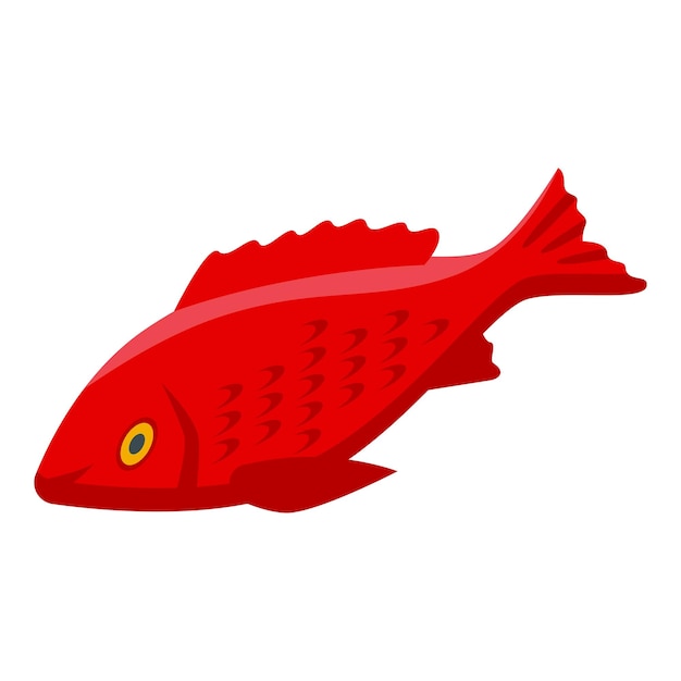 Red fish icon isometric vector Fishery hobby