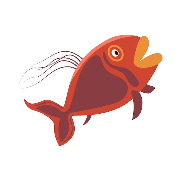 Vector red fish with big lips isolated on white flexible thin fins vector eps10