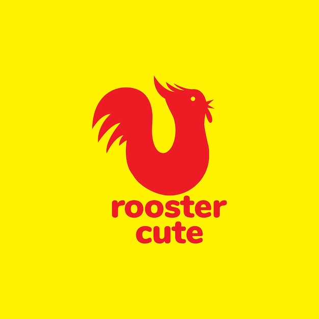 Red flat modern minimal rooster logo design vector graphic symbol icon illustration creative idea