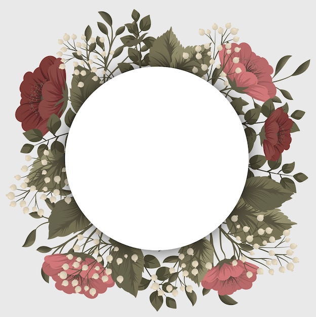 Red floral frame - red and white flowers