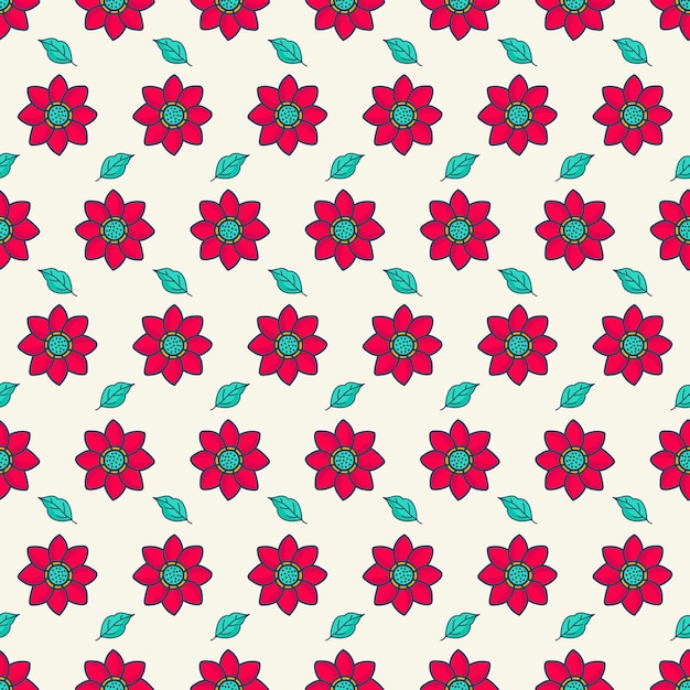 red flower and green leaf patterns