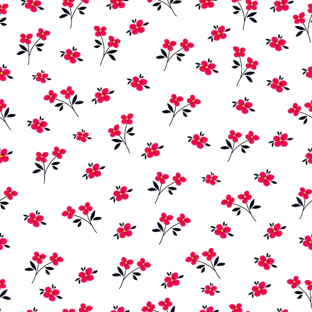 Red flower seamless pattern