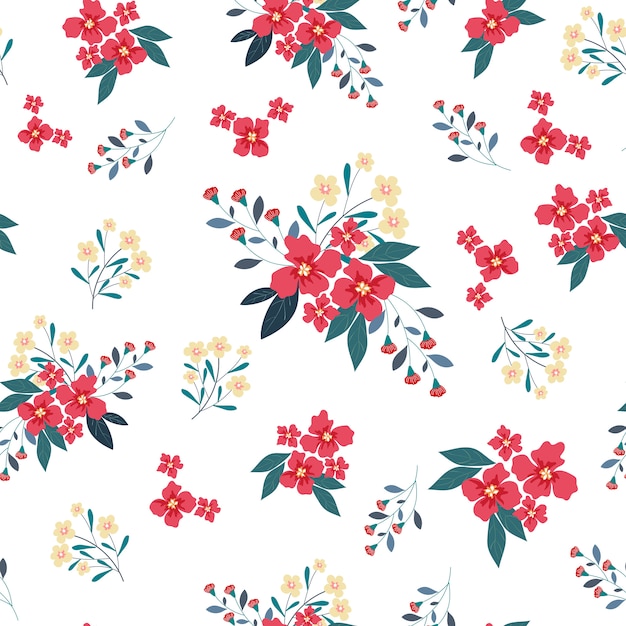 Red flower seamless pattern