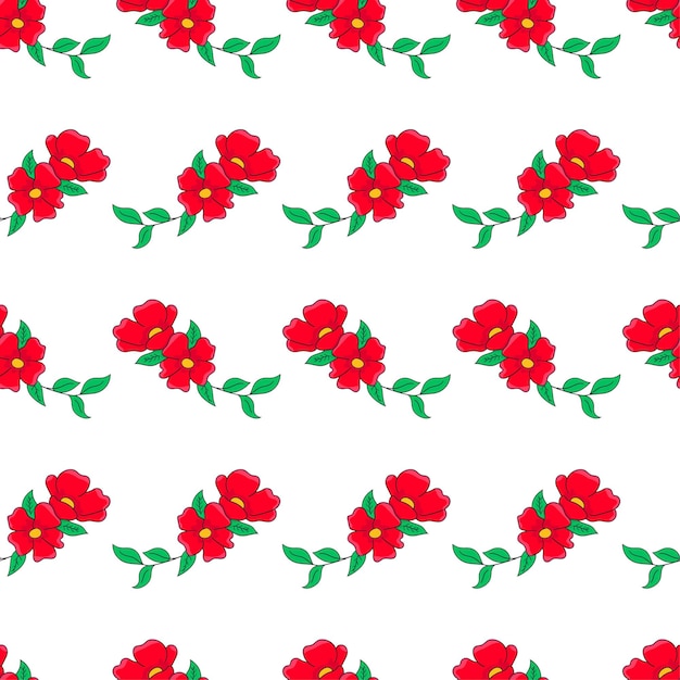 Red flowers seamless pattern vector illustration