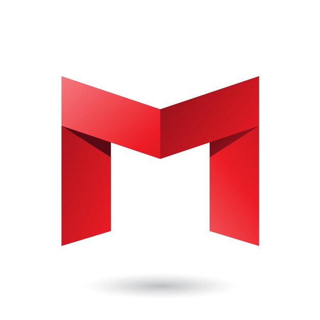 Vector red folded paper letter m vector illustration