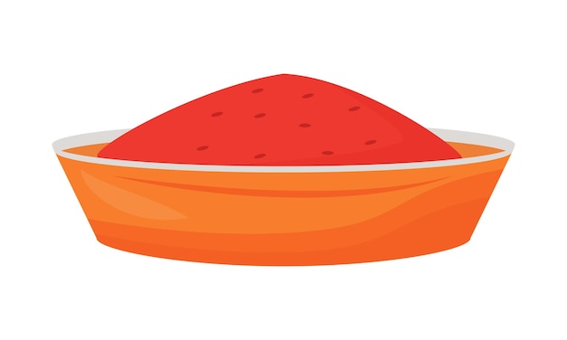 Red food in orange bowl semi flat color vector element