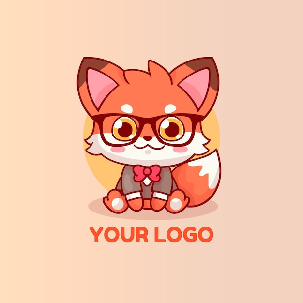 Red fox mascot logo wearing glasses with a stylish