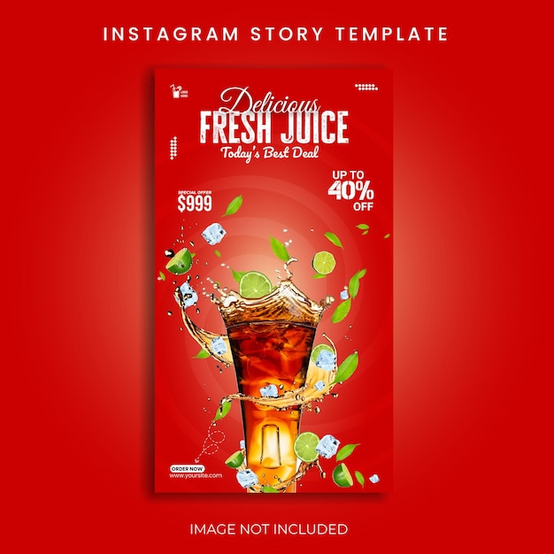 red fresh juice social media web story post template