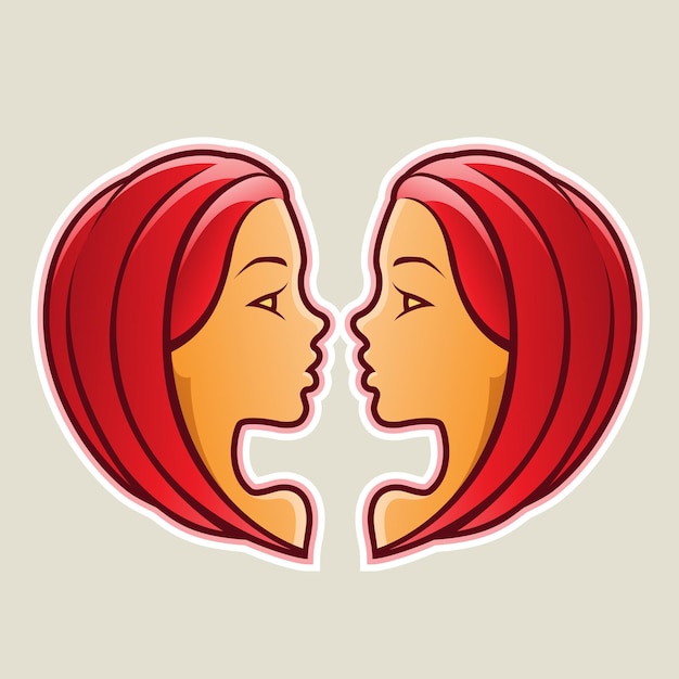 Red Gemini or Twins Icon Vector Illustration