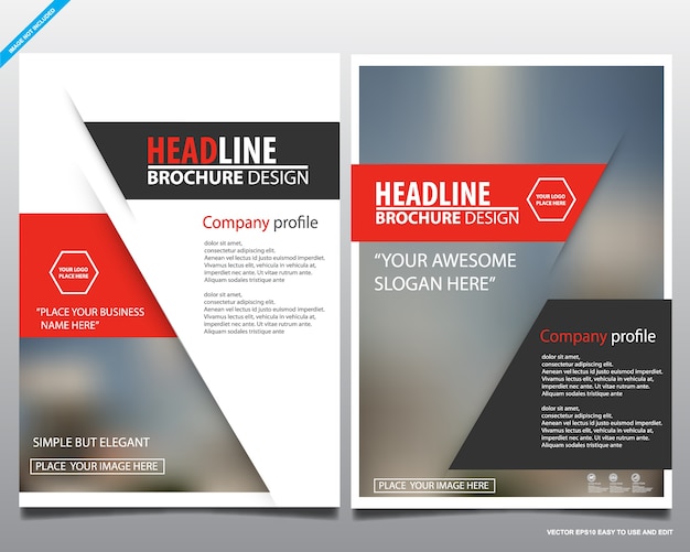 Red geometric flyer cover business brochure vector design