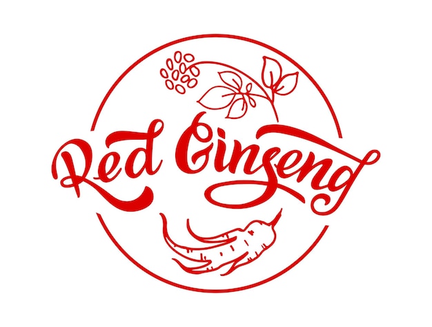 Red ginseng organic Vector text logo for your products shop business cards flyers prints