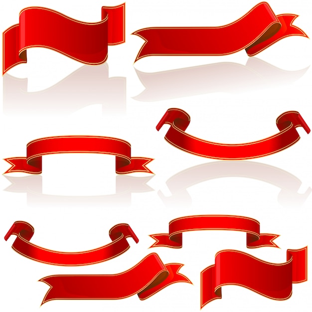 Red Glossy Banners and Scrolls