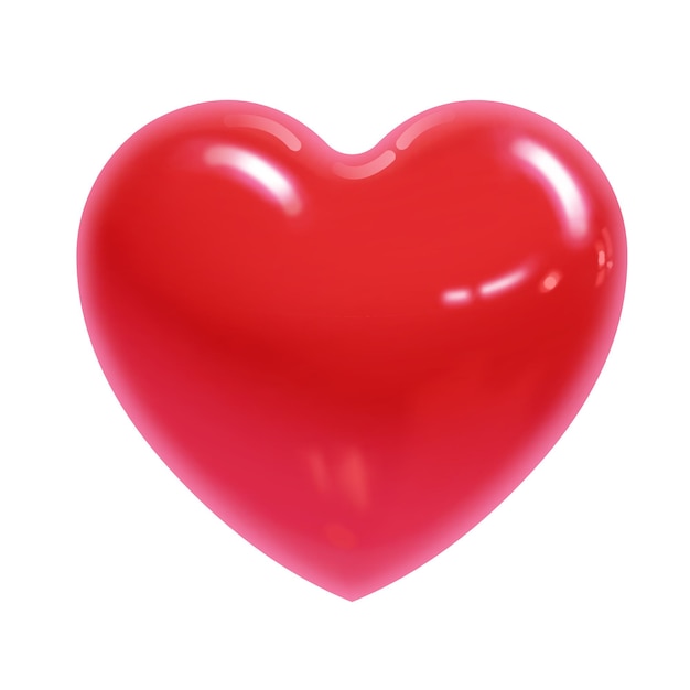 Red glossy realistic heart icon isolated