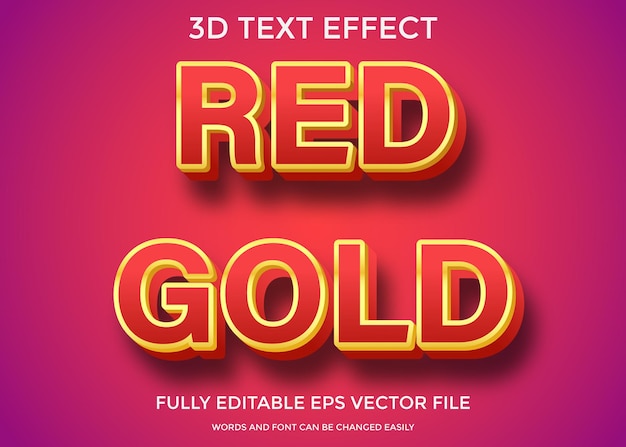 Red gold 3d editable text effect