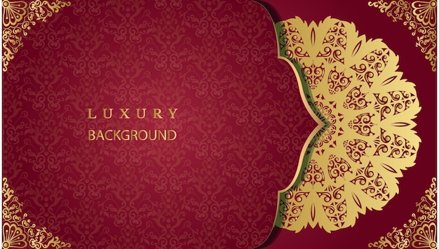 Vector a red and gold background with a gold pattern and the word luxury.