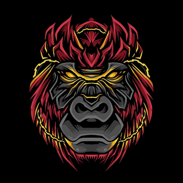 Red gorilla head vector illustration