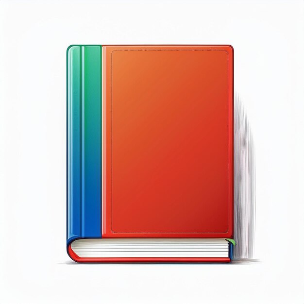 a red and green book with a blue and green cover