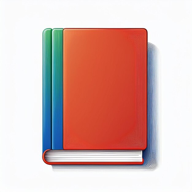 a red and green book with a blue and green cover