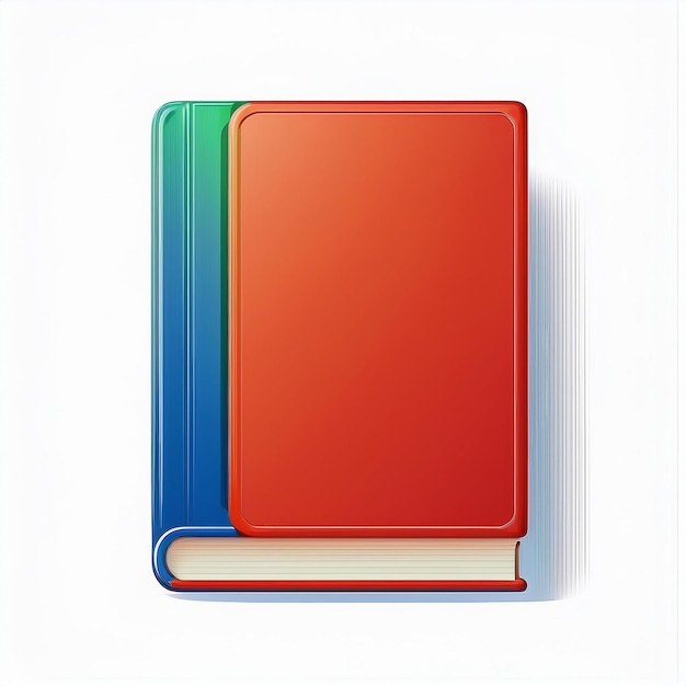 a red and green book with a blue and green spine