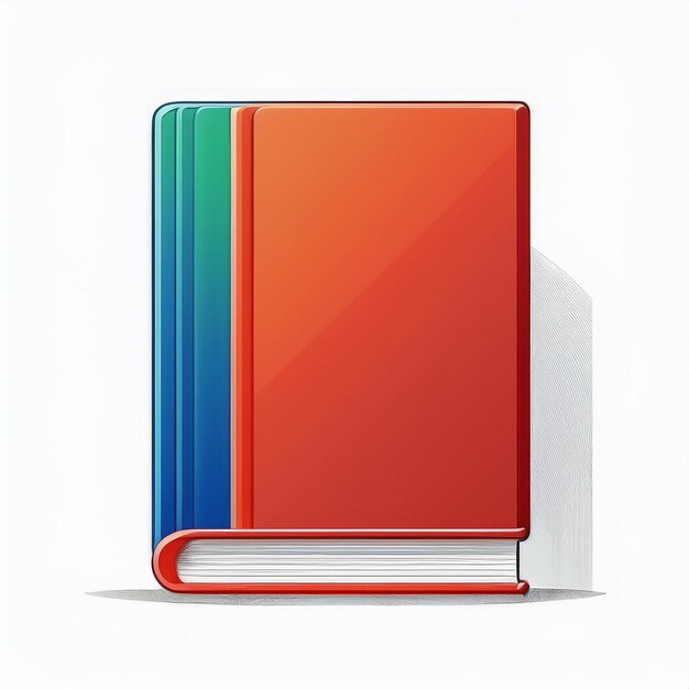 a red and green book with a blue and red spine