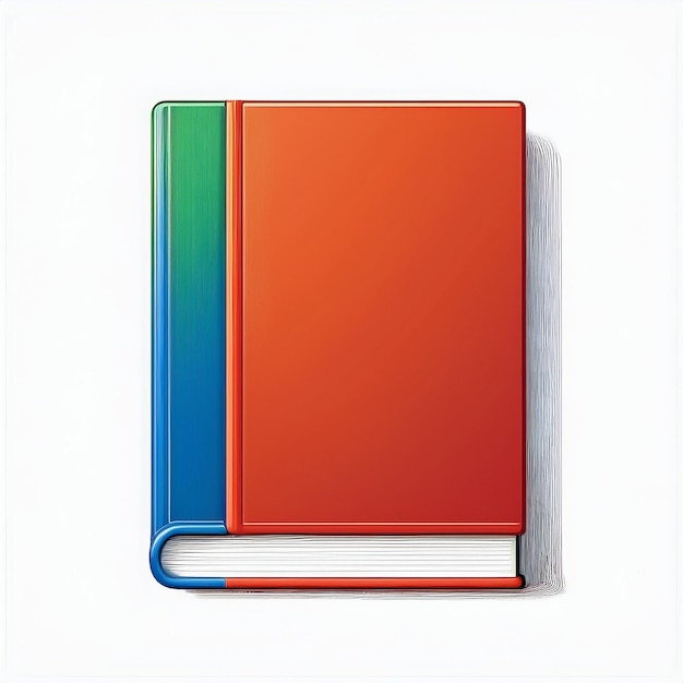 a red and green book with a blue spine