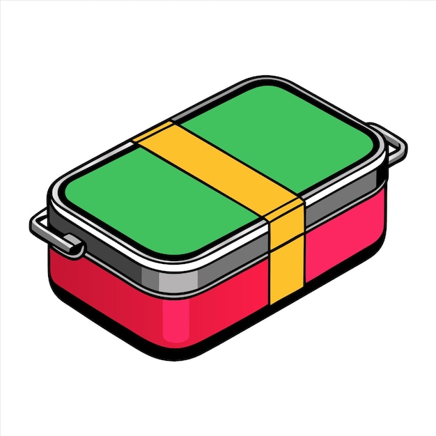 Vector a red and green box with a yellow ribbon around the top