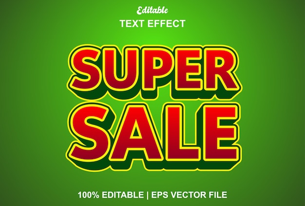 Red and green color super sale text effect editable