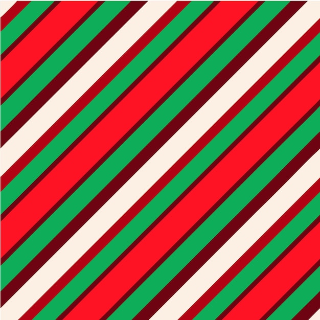 Red amp Green Diagonal Stripes with Candy Cane Christmas Pattern vector illustration