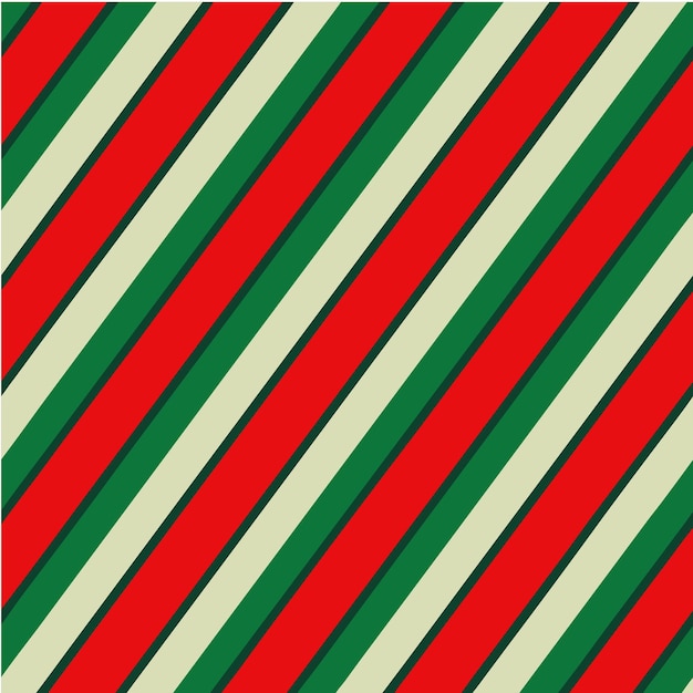 Red amp Green Diagonal Stripes with Candy Cane Christmas Pattern vector illustration