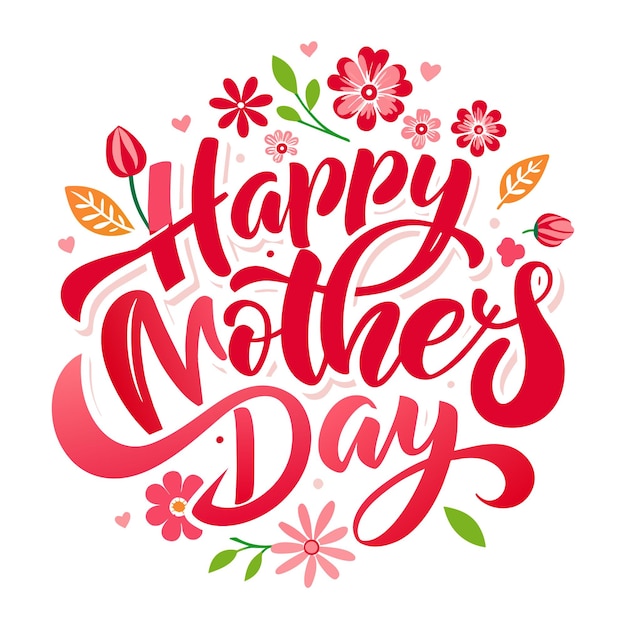 a red and green floral design with a red background with flowers and text happy mothers day