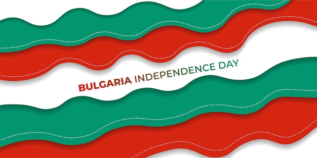 Red green paper cut background design for Bulgaria Independence Day design