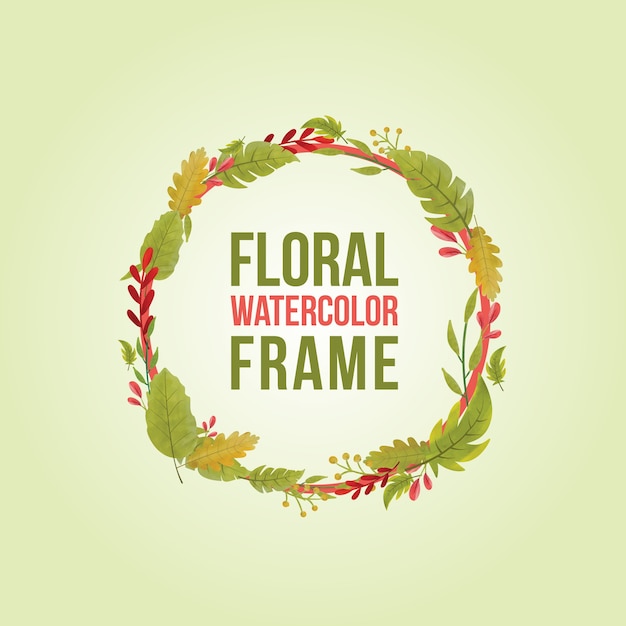 Red, Green and Yellow Round Floral Nature Ornamental Frame