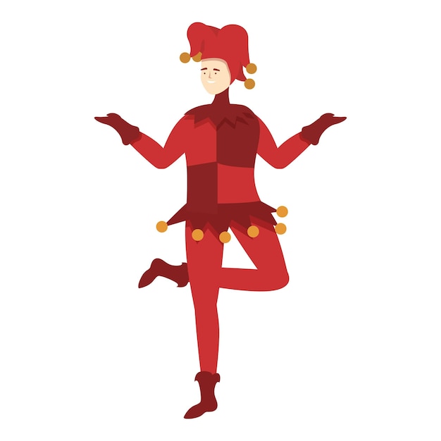 Vector red happy harlequin icon cartoon vector man poker fool