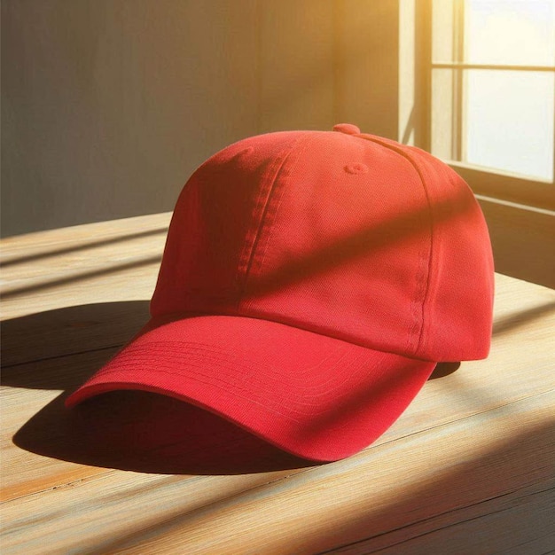 Vector a red hat that is on a window sill