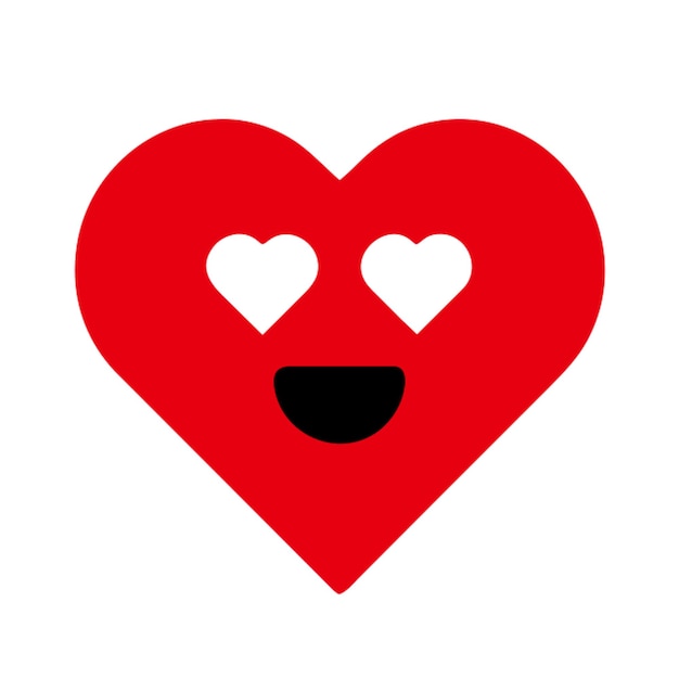 Vector red heart face love emoji icon