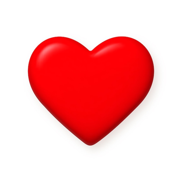 Red heart icon 3d realistic design element