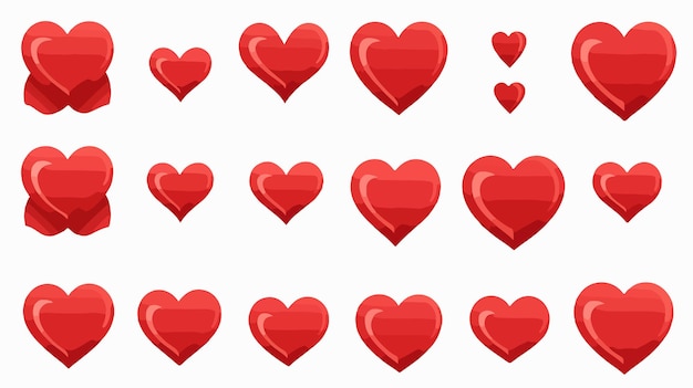 Red Heart Icon Collection for Love Symbol Isolated Set