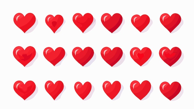 Red Heart Icon Collection for Love Symbol Isolated Set