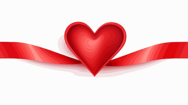 Vector red heart ribbon vector illustration cartoon