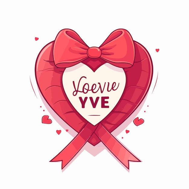 Vector red heart and ribbon with inscription love yourself