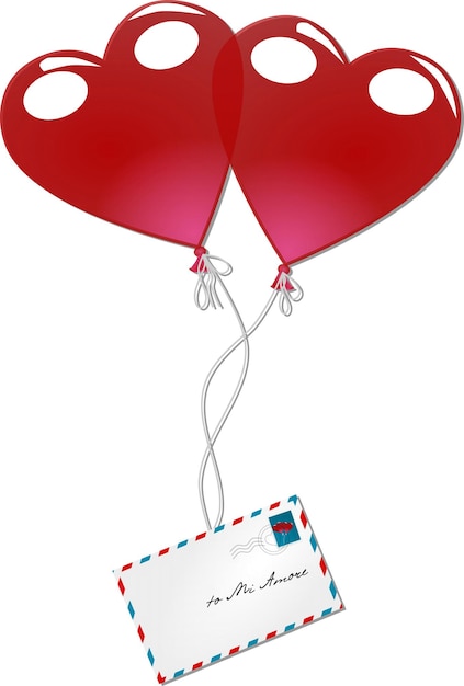 A red heart shaped balloons with a letter that says'happy birthday'on it