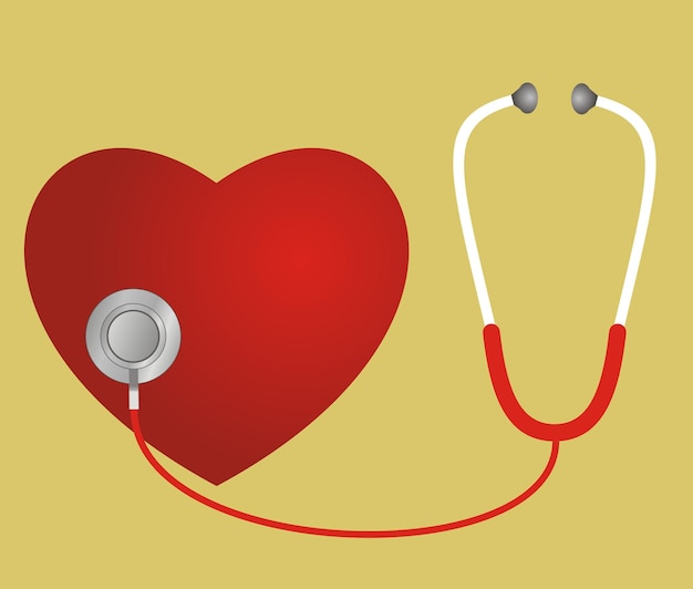 Red heart and a stethoscope