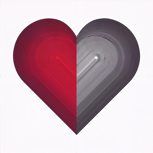 Vector a red heart with a black and red heart with a white background