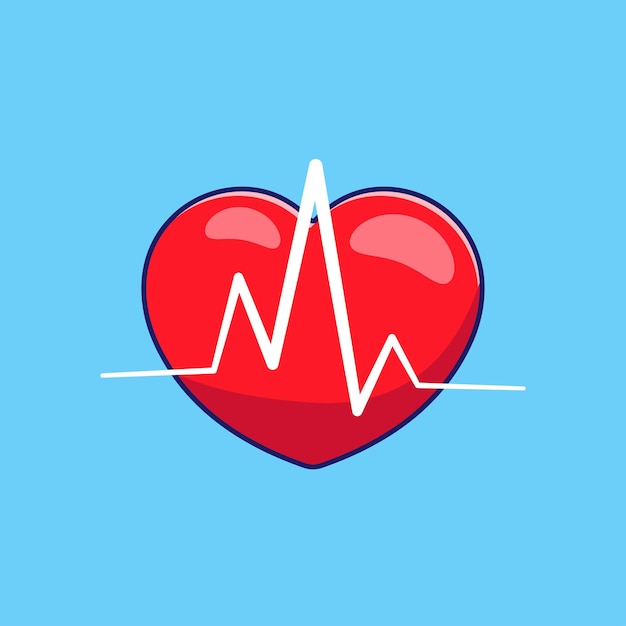 Red heart with heartbeat line medical background