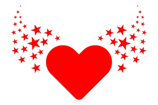 Vector red heart with stars icon symbol flat vector illustration