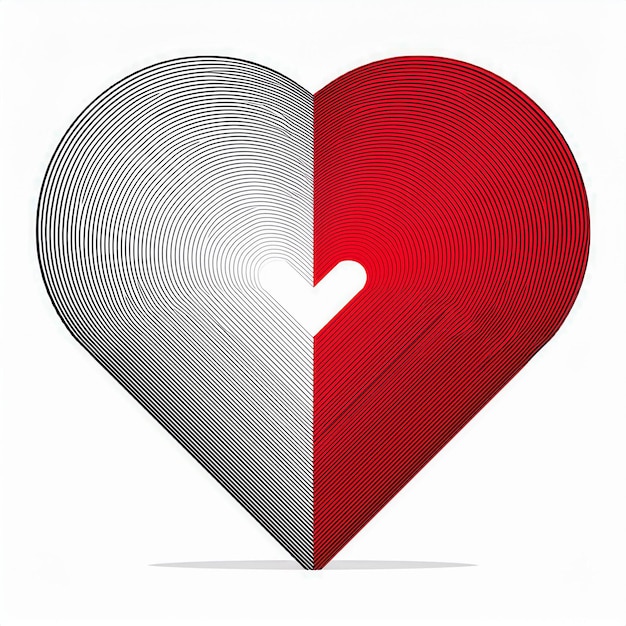 Vector a red heart with a white stripe and a red heart with a white stripe