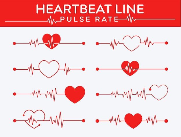 Red heartbeat line icon pulse rate monitor on white background.